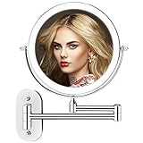 8 Inch Wall Mounted Lighted Makeup Vanity Mirror with 3 Color Lights, Double Sides 1X/5X Magnifying...