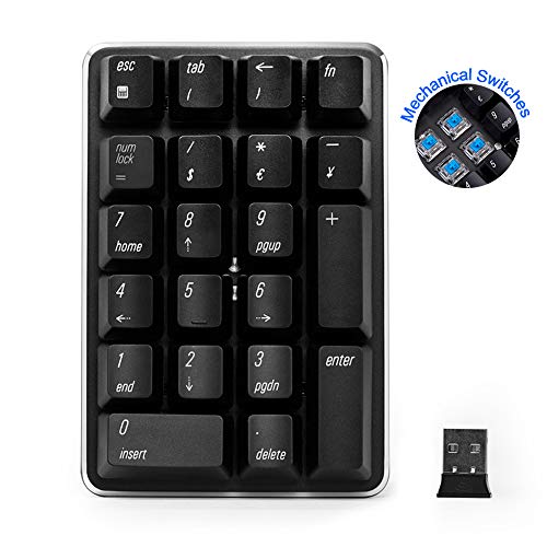 Wireless Numeric Keypad,2.4GHz Mechanical Numeric pad with Blue switches, Financial Accounting Numeric Keyboard