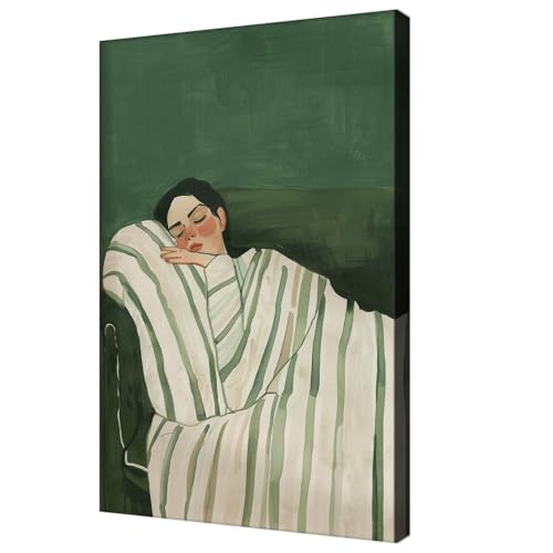 Vintage Minimalist-Wall Art Framed Abstract Woman Lying Sofa Poster For Minimalism Enthusiast Decor-Abstract Art-Art Canvas Print Picture For Home Living Bedroom Office Decor