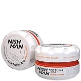 NISHMAN Cera de Peinado para Hombres 06 – Mystic Gummy 150g – Aroma a Durazno – Acabado de Brillo Natural – Fijación Fuerte – Gel para el Cabello Aqua Wax – Control y Definición Duraderos