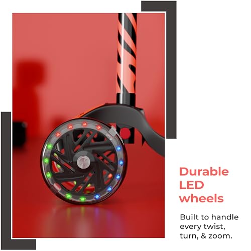 Image of Lifelong Kick Scooter with Adjustable Height - Foldable - Skate for Kids with PVC Wheel - Max User weight-50 kg, Red & Black, LLKS34