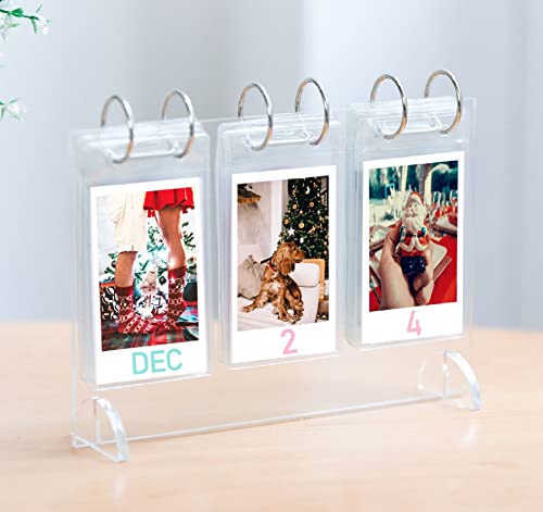 WINKINE Desktop Mini Photo Album Collection|Acrylic Tabletop Flip Calendar-Style Photo Frame|for Instax Mini 7s 8+ 9 25 26 50s SP-2 Film|Polaroid Snap PIC-300 Z2300 Gift 26 Pocket|52 Photo Display