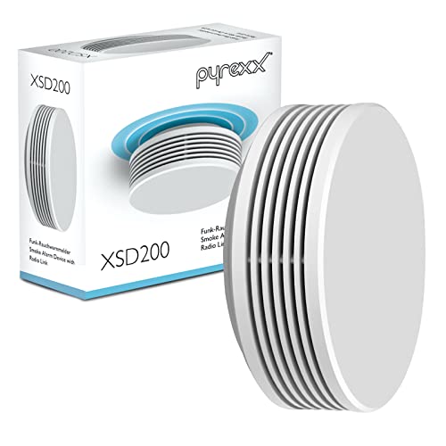 Pyrexx XSD200 Funk - Rauchwarnmelder 10 Jahre Batterie mit Magnet-Halterung ohne Bohren und LED-Blinken, Zertifiziert nach Q-Label, Weiß, 10er Set Pyrexx XSD200 Funk - Rauchwarnmelder 10 Jahre Batterie mit Magnet-Halterung ohne Bohren und LED-Blinken, Zertifiziert nach Q-Label, Weiß, 10er Set