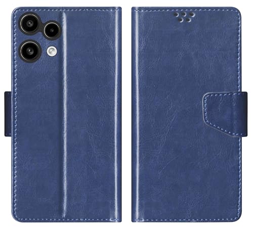 Image of SBMS Flip Cover for Nothing Phone (3a) Lite Back Cover Case with Magnatic Closure | Genuine Leather Finish | Inbuilt Stand | Card & Money Pocket | Wallet Style Flip Back Case Cover (Blue)