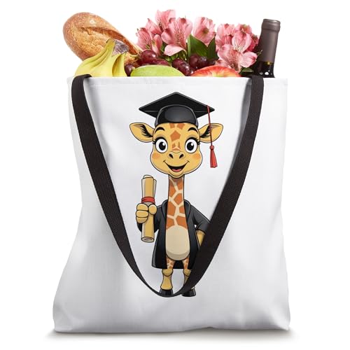 Bolso tote con diseño de jirafa graduada y diploma miniatura 4