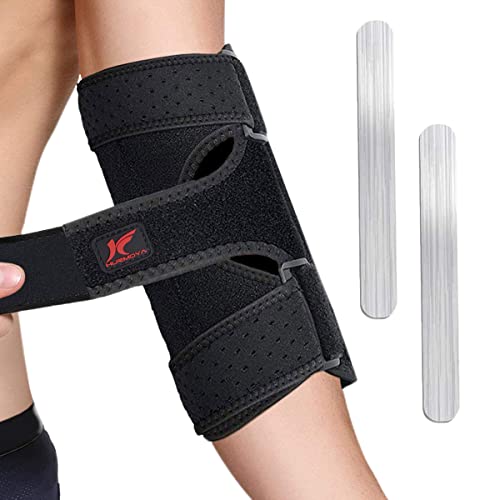 Hurmoya Elbow Brace 2 Removable Metal Splints, Breathable Adjustable Compression Stabilizer, Comfortable Night Elbow Sleep Support for Cubital Tunnel Syndrome Tendonitis Ulnar Nerve Tennis elbow