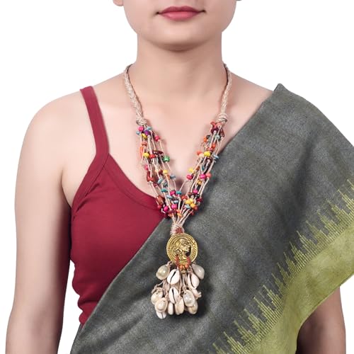 Image of AAKRITI ART CREATIONS Boho & Tribal Handcrafted Necklace Collection | Jute, Wooden & Brass Pendant Designs | Ethnic Collar, Loop & Statement Jewelry for Women | Artisan Festival & Everyday Wear