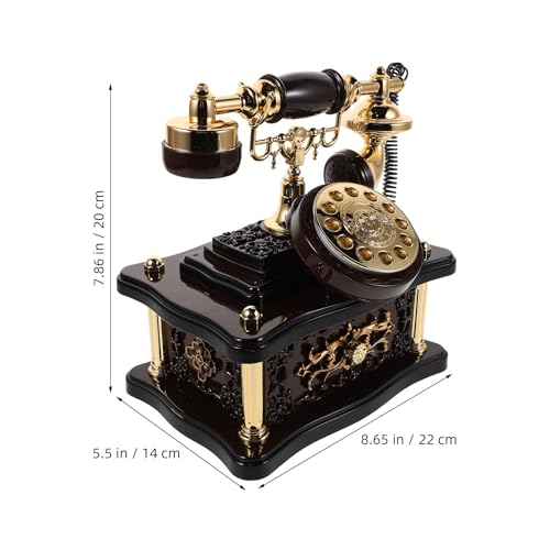 Sewroro ヴィンテージ電話モデルの電話オルゴール置物 ABS素材 手作りの装飾品 コーヒーカラー 玄関ホールや休日のディスプレイに最適な 卓上飾り [2]