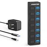 Powered USB Hub, VANOTOM 7-Port Charging USB 3.1/3.2 Gen 2 Hub, Superspeed USB Splitter up to 10Gbps...
