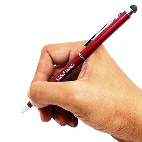 Image of MANAMA RED Personalized Pen With Name Engraved | Stick Ballpoint Pens with Premium Gift Box | Blue Ink & Stylus Tip | Ideal Gift for Valentine Office Employe Corporate Gifts
