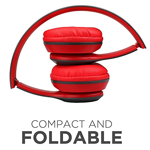 Image of icall P47 Wireless Bluetooth Over Ear Headphones with Mic (Red)