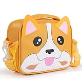 Insulated Lunch Box Bag for Kids with Shoulder Strap, Reusable Durable Lightweight Lunch Bag for Girls Boys, Keep Food Cold/Warm, Corgi Dog