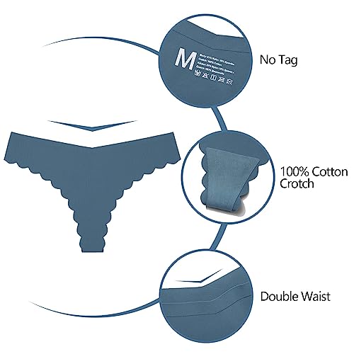 LEVAO Seamless Thongs for Women-No Show Underwear-Invisible Silky Panties- Sexy V-waisted Wavy Sides G-String Panties 7 Pack4