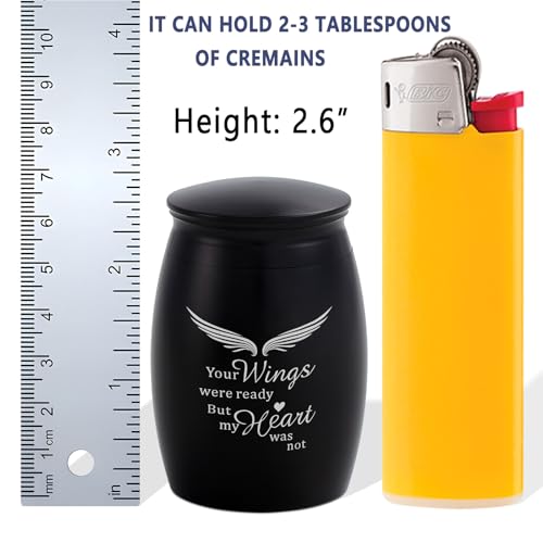 Image of Black Small Keepsake Urn for Ashes Adult Male /Man /Dad /Father | 2.7 inch Mini Urns for Human Ashes - Token Sharing Mini Memorial Urn with Velvet Bag and Case