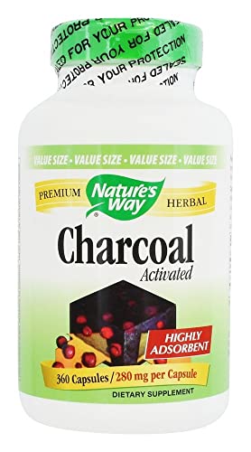 Nature's Way Activated Charcoal, Binds Unwanted Materials And Gas*, 560Mg Per Serving, 360 Capsules #TOP1