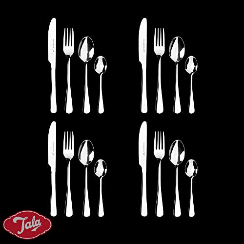 Tala-Performance-Stainless-Steel-Cutlery-Set-16-Piece-Flatware-Tableware-Set-Mirror-Polished-Silverware-Designed-for-any-Dining-Occasion-Knives-Forks-Dessert-Spoons-Teaspoons