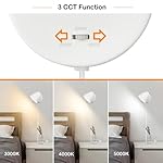 Modern Plug in Wall Light, Adjustable Angle 100°&330°White Plug in Wall Sconce, 3 Color Changeable Indoor Sconce Small Wall Mounted Reading Light, LED Wall Lamp as Kid Room Living Room Bedroom - Image 4