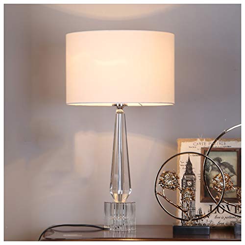 YYF Lampe à Poser en Cristal - Bureau d'étude de Chambre à Coucher - Chambre Simple Mode - Lin décoratif Blanc 30cm (Color : C)