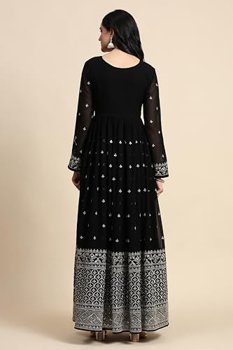 Image of TRENDMALLS Women's Georgette Embroidery With Sequence Work Anarkali Kurta Pant Set with Dupatta For Women