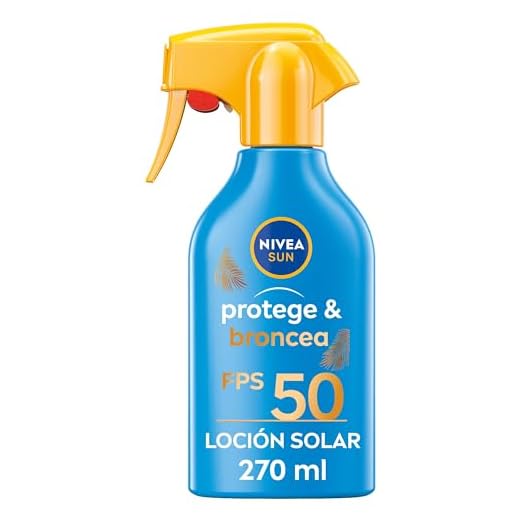 NIVEA SUN Protege & Broncea - Spray Solar FP50 - Protector Solar Corporal - Estimula el Bronceado Natural - Con Activador de Melanina - Hidratante y Resistente al Agua - Todo Tipo de Piel - 270 ml
