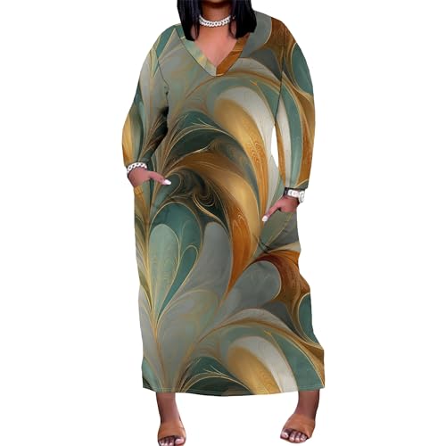 Image of Womens African Dresses Sexy Casual T-Shirt Dresses Long Sleeve Oversized Baggy Summer Sundress