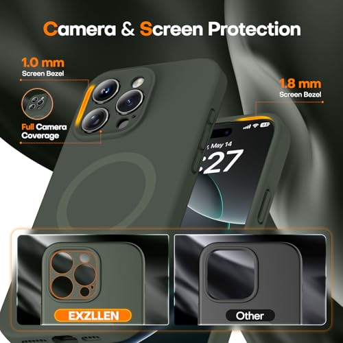 EXZLLEN Magnetic for iPhone 16 Pro Max Case, Compatible with MagSafe, Full Camera Protection, Military-Grade Protection 3.0mm Thicken Silicone Phone Cover for 16 ProMax 6.9", Dark Green by EXZLLEN - Used condition - Image 5