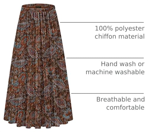 Image of NASHALYLY Women's Chiffon Elastic High Waist Pleated A-Line Flared Maxi Skirts