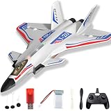 Amersis Remote Control Plane RTF J-20 Fire Fang 2.4Ghz 6-axis Gyro RC Airplane with Light Strip, Jet Fighter Toy Gift for Kids Beginner (Stealth White)