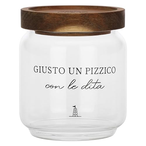 La Porcellana Bianca - Tarro de sal de cristal borosilicato, capacidad 400 ml, colección I Garbati