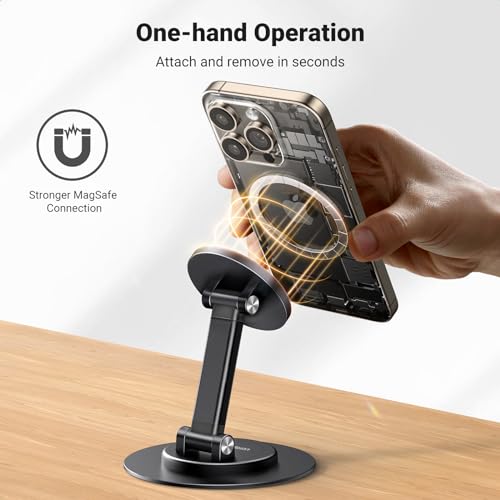 UGREEN Magnetic Phone Stand for MagSafe, Height Adjustable iPhone Stand for Desk with 360° Rotation Compatible for iPhone 17 Air 16 Pro 15 Pro Max 14 Plus 13 12 and MagSafe Case, Black by UGREEN - Used condition - Image 2