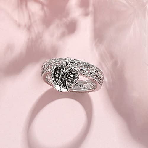 Jeulia Jack Skellington And Sally Ring Twist Sterling Silver Band Heart Logo Shape Couple Women Men Nightmare Before Christmas Skull Rings "Magic Of Love" Skull Couple Halloween Jewelry Anniversary Promise Rings For Him And Her With Jewelry Gift Box (Reunited Love-Siiver, 7.5) #TOP2