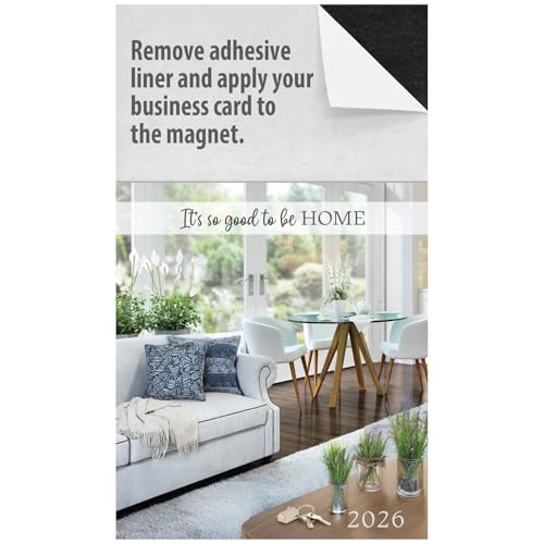 2026 Peel and Stick Magnetic Business Card Calendars, Box of 100, Includes Envelopes, Mail for 1oz Rate, Great Sales Marketing Tool (Good To Be Home - 100 Pack) by Mediz - Used condition - US$42.88