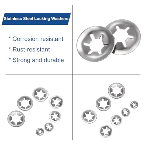 QUARKZMAN 60 Stück Innenzahn-Sternscheiben M5 Druckfeder-Sicherungsclips Schnellverschluss-Scheiben, 304 Edelstahl
