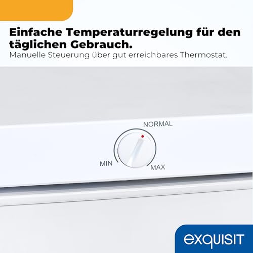 Exquisit Gefrierschrank | 85 l Nutzinhalt, Energieklasse E, 40 dB | manuelle Temperaturregelung, 4-Sterne-Gefrierteil, kompakte Bauform mit drei Gefrierschubladen | GS581-H-010E weiss