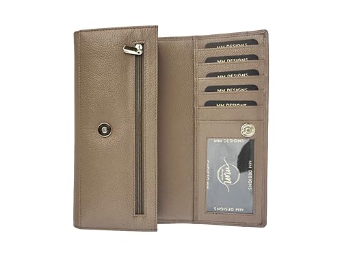 Image of MM Designs Genuine Leather Women's Clutch Wallet with Card Slots (Taupe)