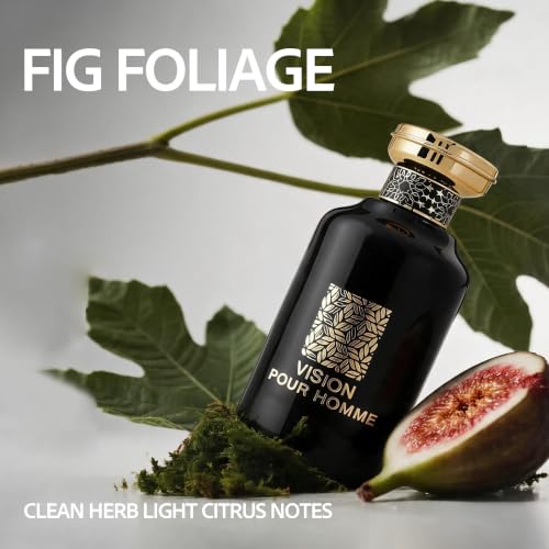 Image of A CENTER RIS Vision Pour Homme Perfume For Men Eau de Parfum 3.4 Fl Oz | Fougere Woody Fragrance | Fresh Grapefruit Fig Leaves Cologne | Daily Use Spray Gift