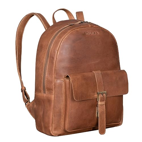 Sac à dos en cuir STILORD Eloma marron pour ordinateur 13,3 pouces