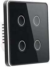 Golens A19 WiFi EU Wall Light Switch, 4 Gang, Touch Panel, Neutral Wire Required, Smart Life & HomeKit Control, Black