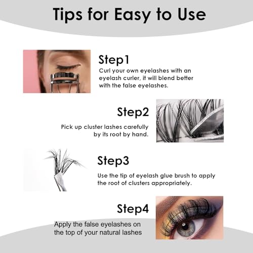 Lash Clusters 320pcs Individual Lashes DIY Lash Extensions Lash Clusters False Eyelashes Natural Look 11-20mm Mix Cluster Eyelash Extensions (40D+50D+100D) — view 6