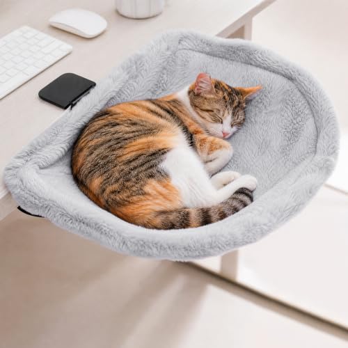 MYLLIUIM Cat Desk Bed, Clamp-On Desk Hammock, 40 lb, Fits 0.78-2.95 in by MYLLIUIM - Used condition - US$31.91