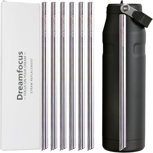 Dreamfocus Reusable Metal Straws Replacement Stainless Steel for Stanley IceFlow Aerolight Flip Straw 2.0 Bottle 36 oz 6-Pack