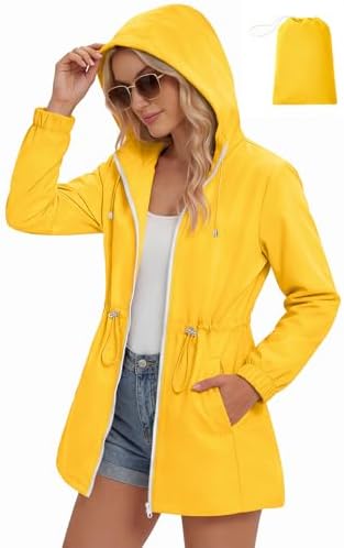 Zando Packable Rain Jacket Women Waterproof - Raincoat for Women ...