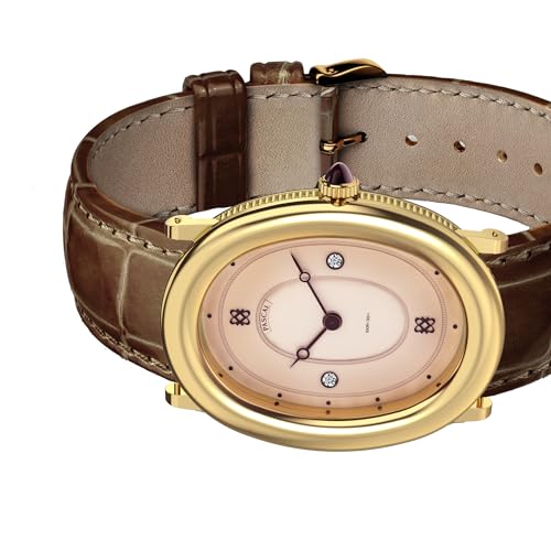 PASCAL Women's Oval Bubble Diamond Watch Leather Strap, Swiss Quartz Ladies Watches, Sapphire Crystal, Diamond Markers, Vintage-Inspired Dress Watch, 3ATM Waterproof (Gift for Her)4