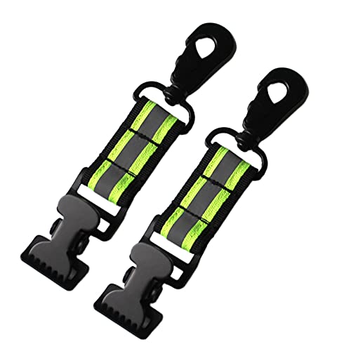 MELOTOUGH Firefighter Glove Strap | Glove Holder with Glove Leash Swivel Snap Hook,Reflective Hi-Vis Lime for Quick Access All Style Find in Melo Tough (2 Set Alligator clip-Lime color)…
