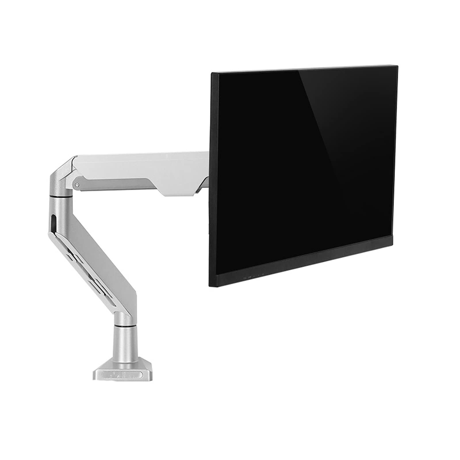 Monitor Mount 10"-32" Silver Monitor Stand Height-Adjustable Single Monitor Desk Mount Full Motion Tilt Rotation Monitor Arm with Clamp And(Silver