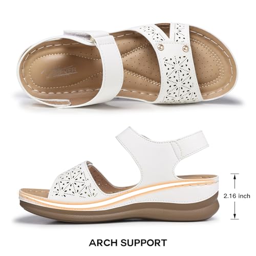 Image of SHIBEVER Women Flat Sandals Comfortable: Arch Support Sandals Dressy