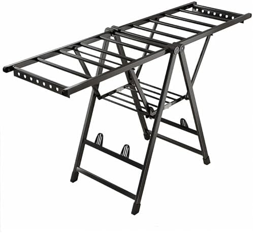 2-Level Folding Clothes Drying Rack - Adjustable Winged Steel Laundry Airer, Freestanding Indoor & Outdoor Drying Stand for Efficient Clothes Drying