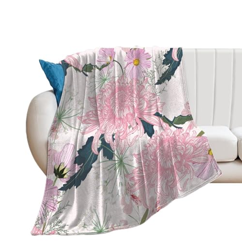 Couverture en flanelle fleurs roses pour canapé soirée cocooning - 2