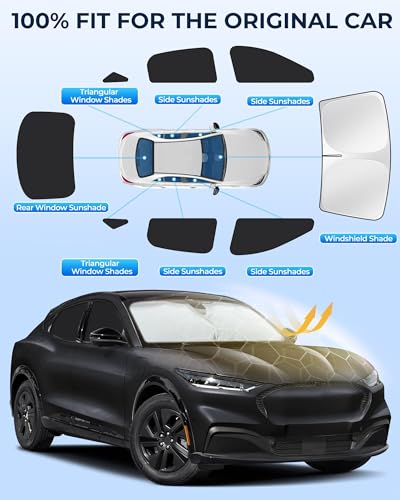 Image of for Ford Mustang Mach-E 2021-2025 Car Window Shades, 8pcs Privacy Sun Shade Set for Front Windshield Side and Rear Windows, Full Window Covers Keeps Vehicle Cool for Camping Napping