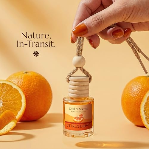 Image of Soul & Scents 16ml Luxury Car Perfumes Fresh | Citrus Drive | 2-in-1 Hanging Pod & AC Vent Air Freshener | Premium Wooden Car Fragrance Accessory | Long Lasting Odour Eliminator | Pack of 2